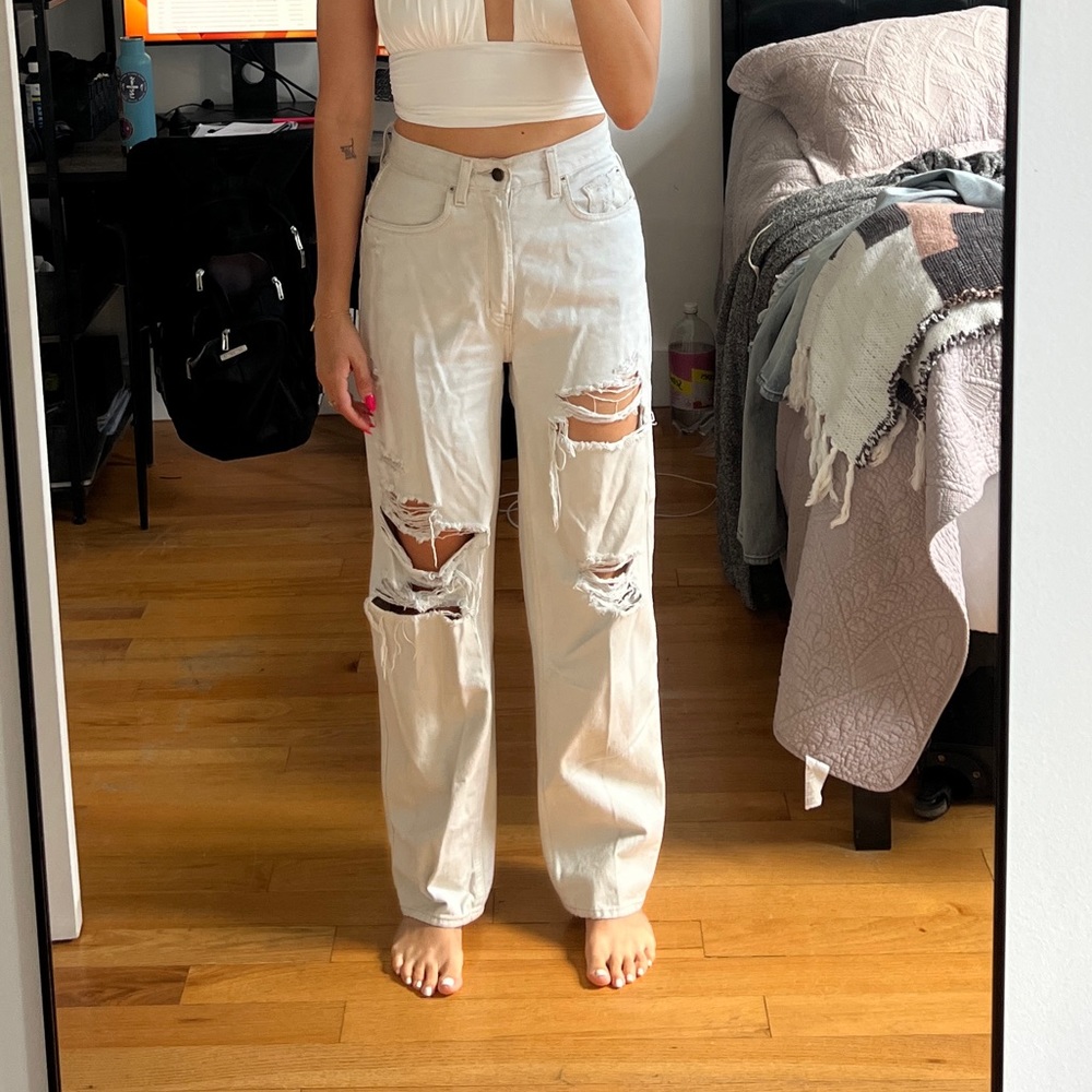 white washed distressed denim - UO